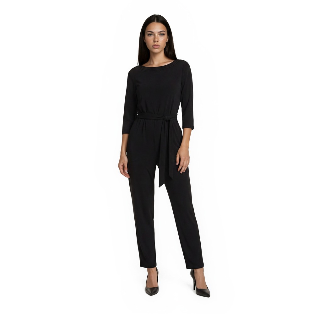 Lauren Ralph Lauren Jumpsuit Women's Size Small Black‎ Belted Boat Neck